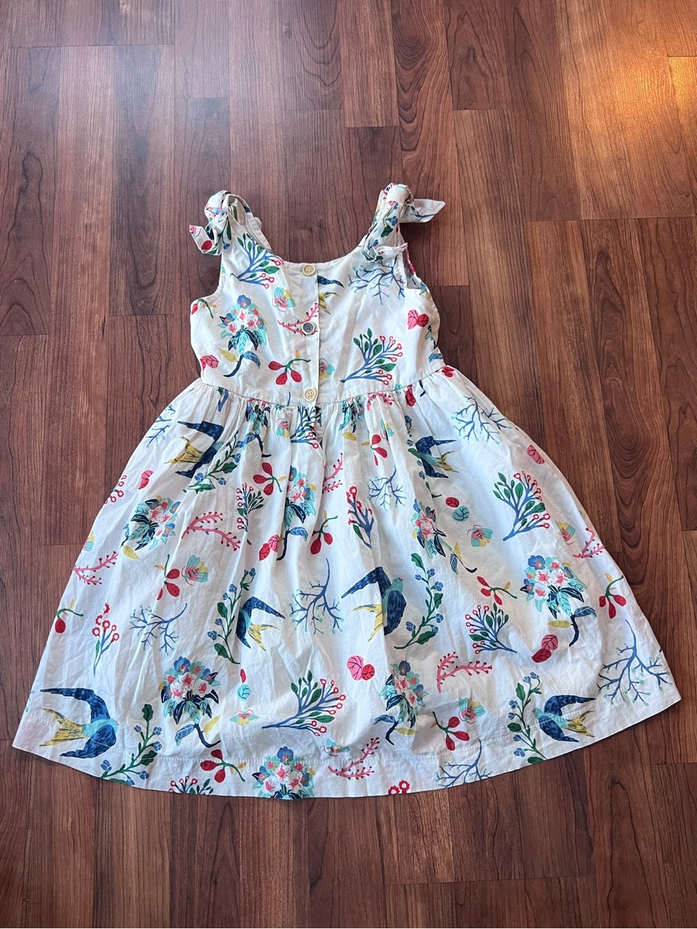 Kid’s Dream Girls 6T Bird Floral Cotton Dress Cottagecore Bow Strap